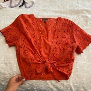Orange Tie Crop Top